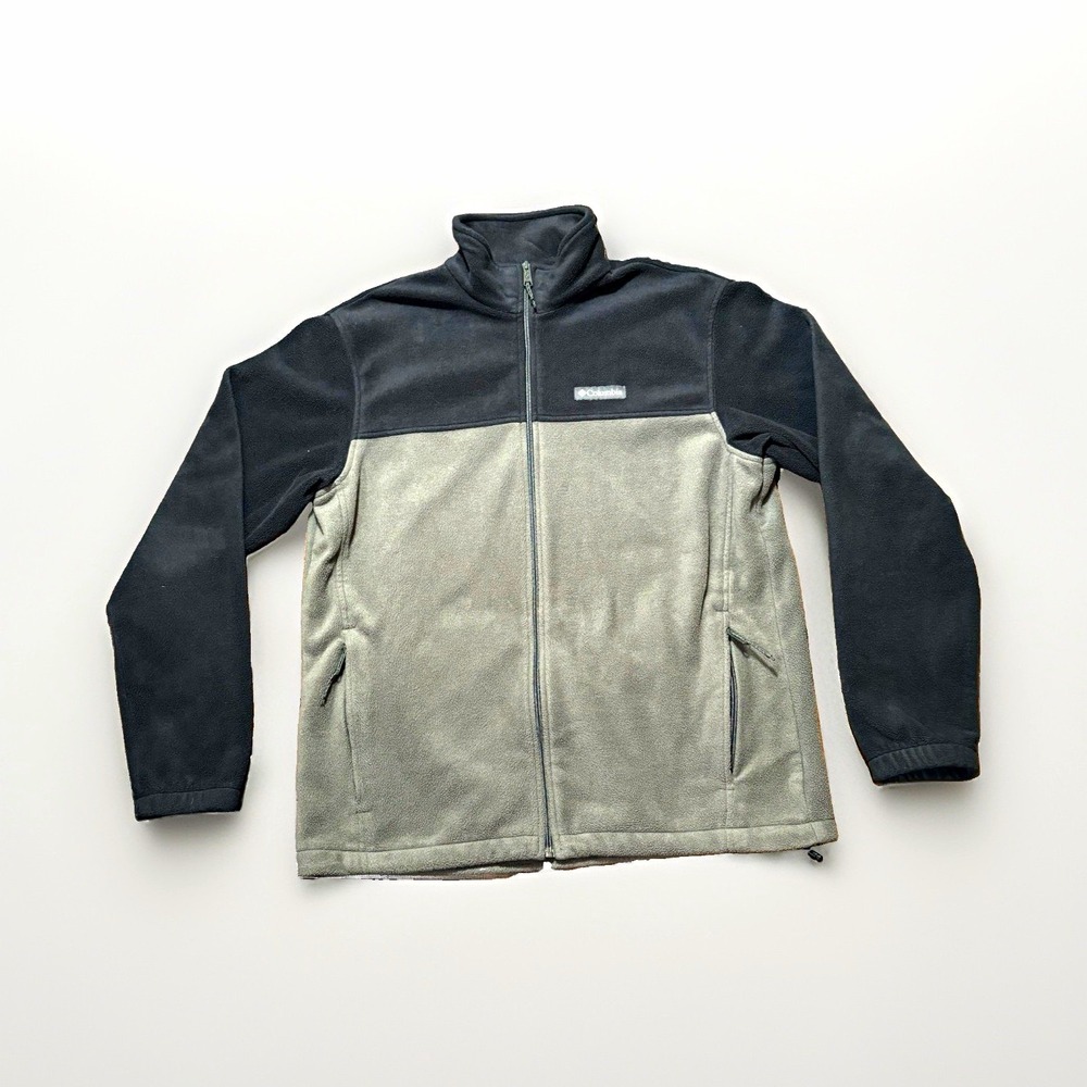 Columbia Men’s L Colorblock Fleece Full-Zip Jacket Black/Gray Zipped Pockets